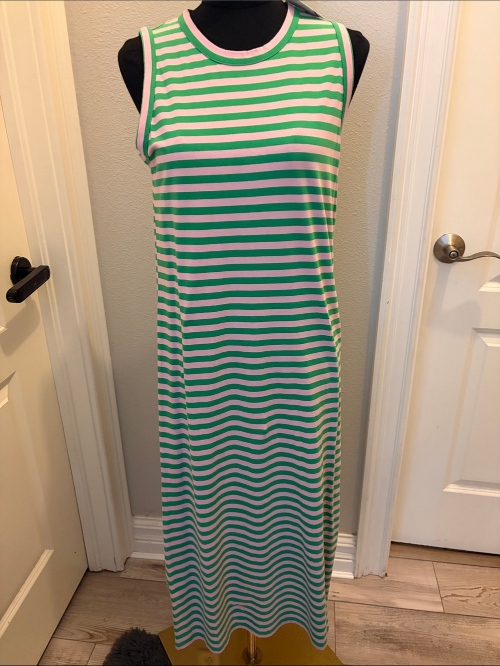 KULE Green and Pink Striped Sleeveless Maxi Dress NWT Size Small